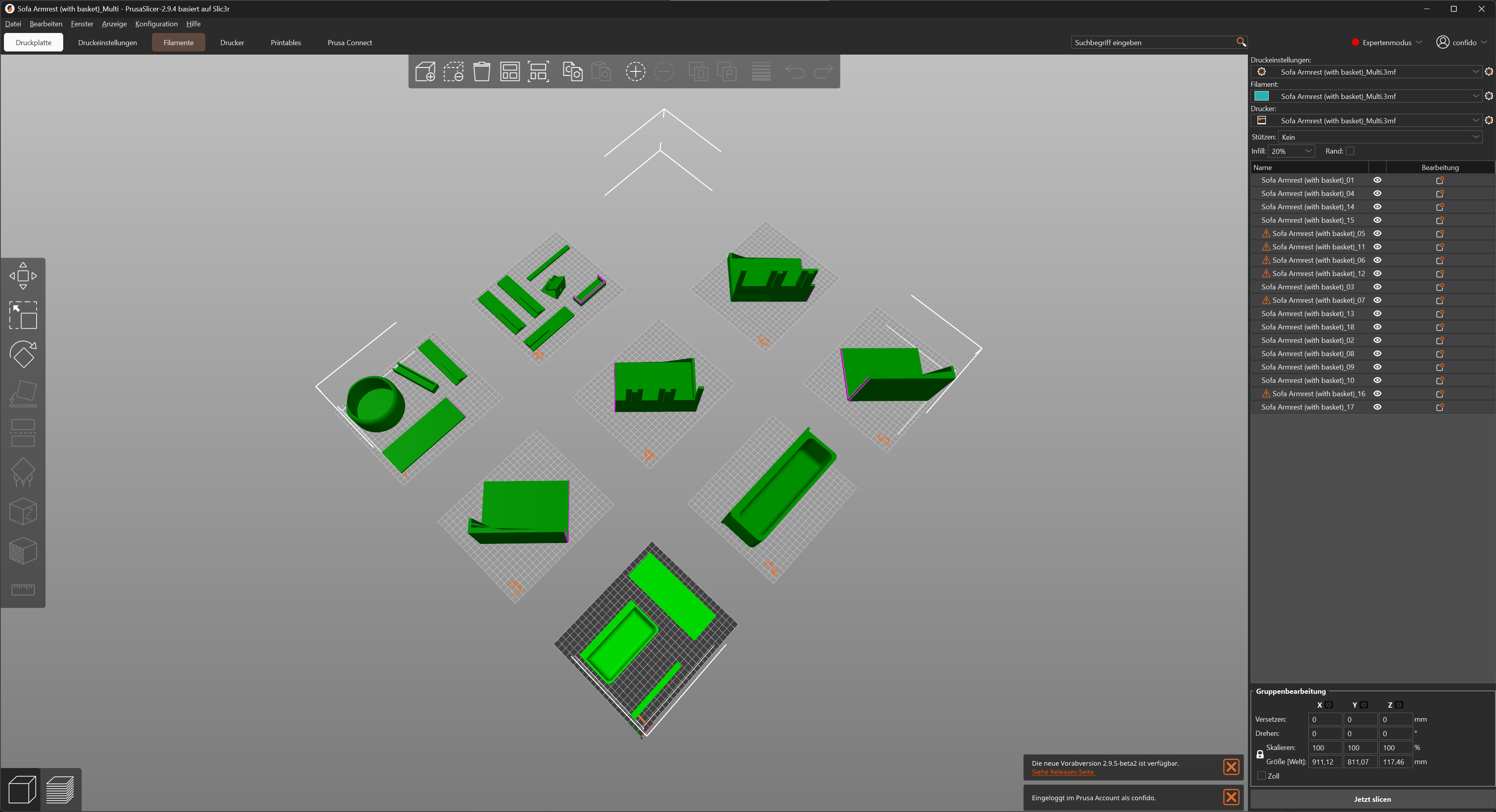 Slicer-Settings mit Auto-Detection