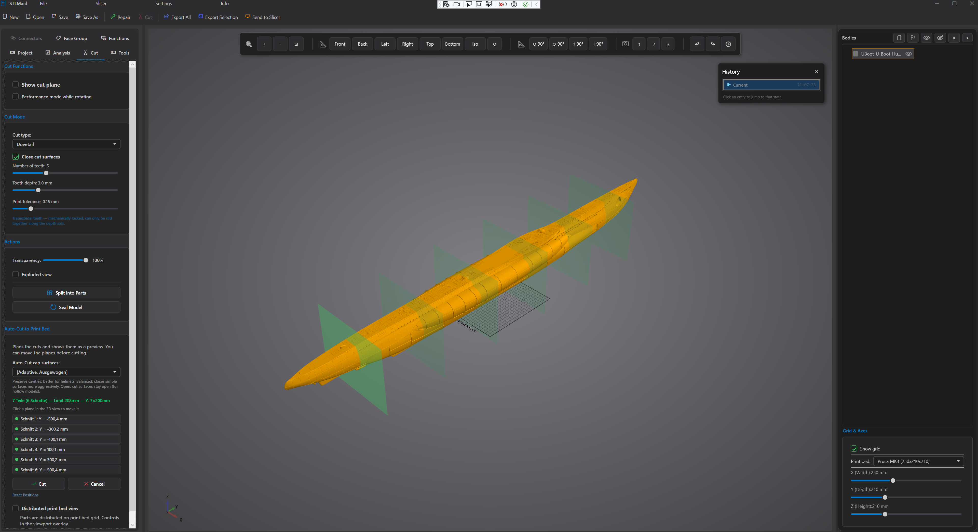 Auto-Cut Druckbett-Layout