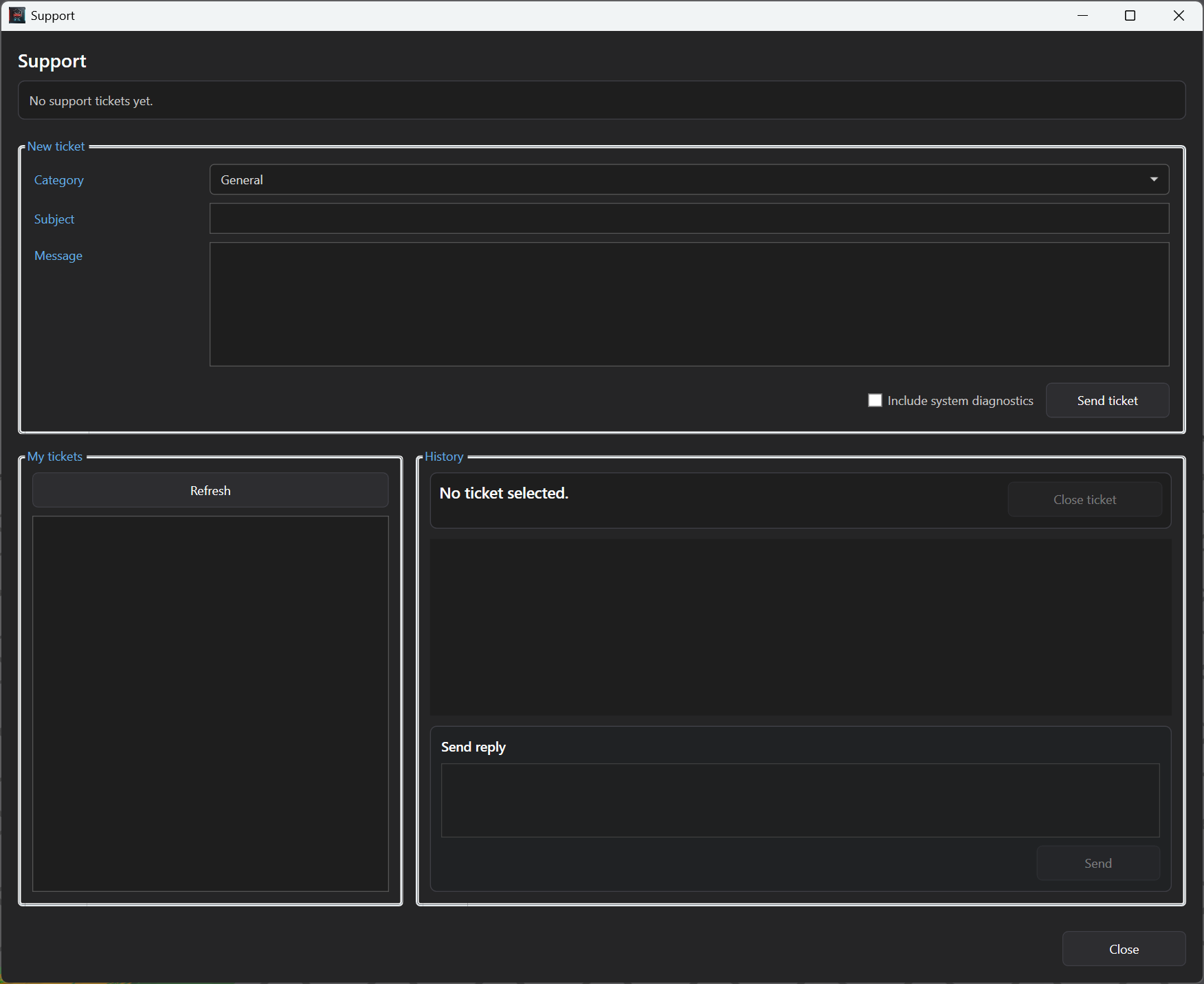 Support-Dialog in STLMaid