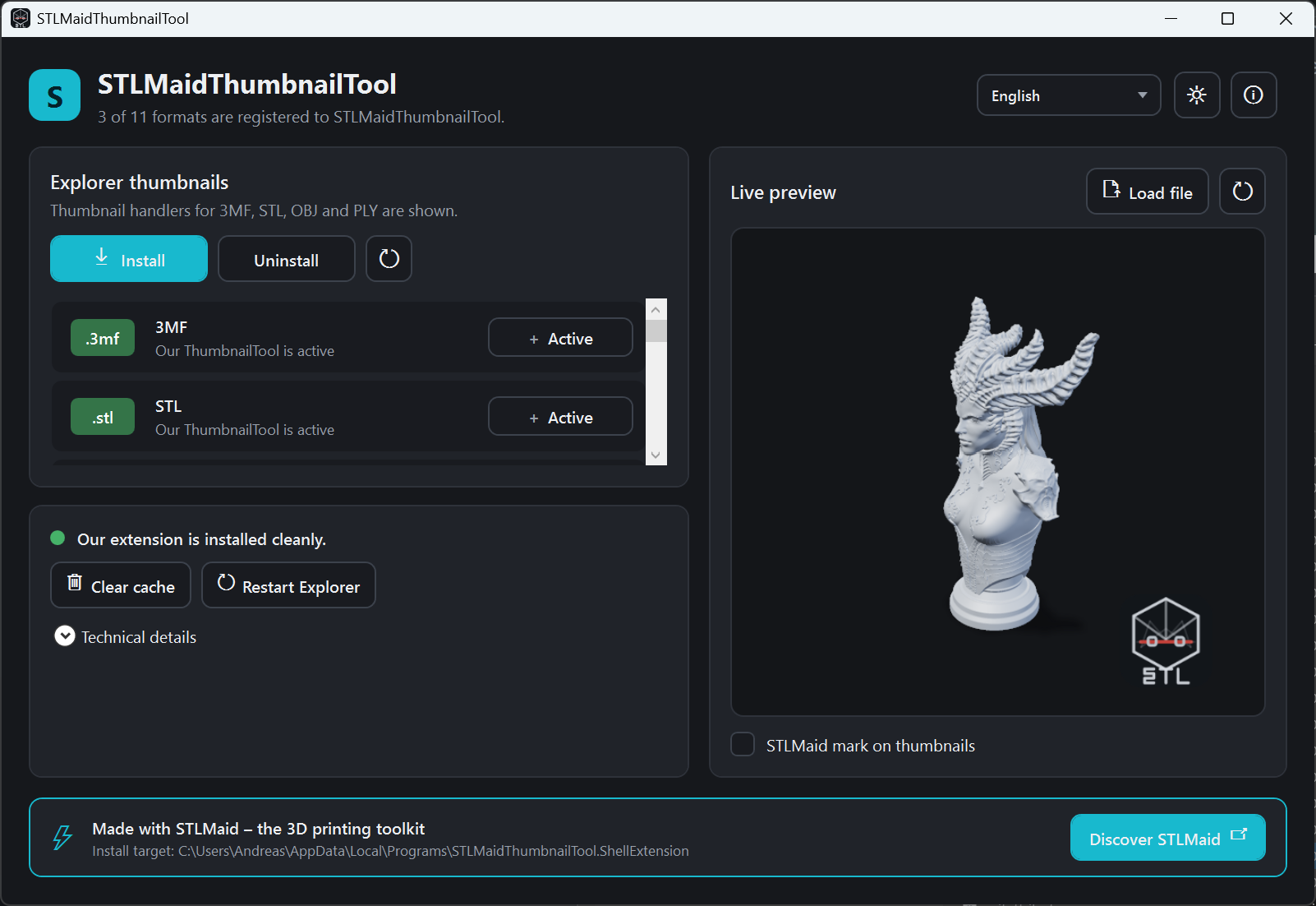 STLMaidThumbnailTool - Hauptansicht